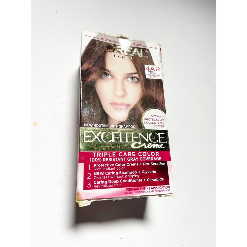 L'Oreal Excellence Creme Hair Color Women 4AR Dark Chocolate Brown Permanent Gra